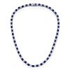White and Blue Sapphire Tennis Necklace and Hoop Earrings Jewelry Set in 925 Sterling Silver