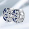 Blue Sapphire Huggie Hoop Earrings | Sterling Silver Multi-Row Design