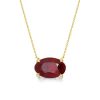 Golden Oval Garnet Pendant Necklace - 18K Gold Plated Sterling Silver