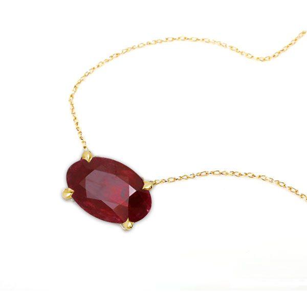 Golden Oval Garnet Pendant Necklace - 18K Gold Plated Sterling Silver