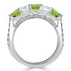 Peridot and White Round Half Eternity Wedding Band for Women in Sterling Silver
