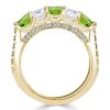 Peridot and White Round Half Eternity Wedding Band for Women in Sterling Silver