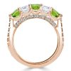 Peridot and White Round Half Eternity Wedding Band for Women in Sterling Silver