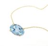 Golden Oval Aquamarine Solitaire Pendant Necklace - 18K Gold Plated Sterling Silver