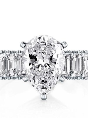 Eternity Pear Created White Sapphire Engagement Ring - 6.88 CT. TW. Sterling Silver