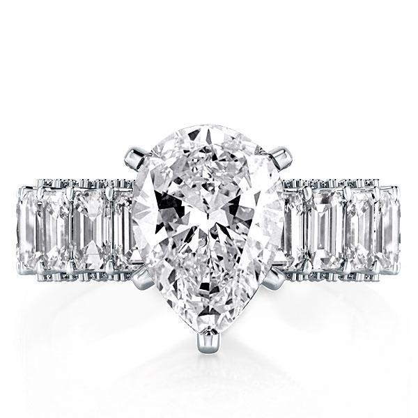 Eternity Pear Created White Sapphire Engagement Ring - 6.88 CT. TW. Sterling Silver