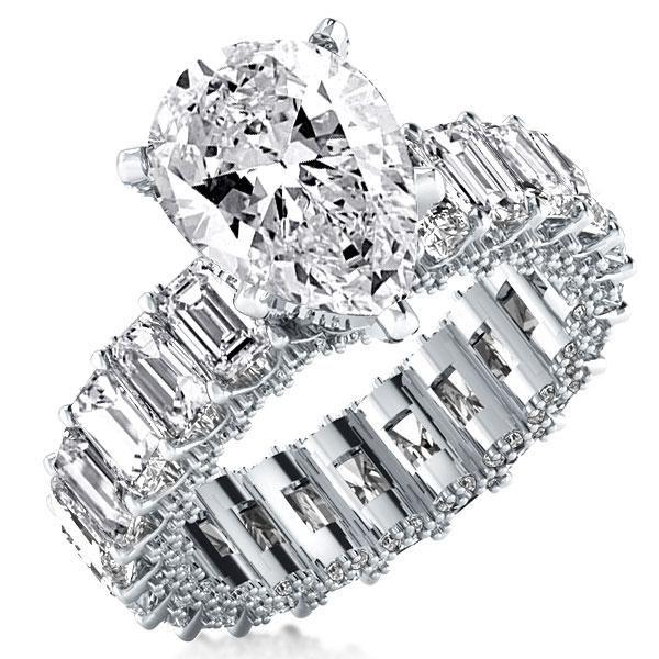 Eternity Pear Created White Sapphire Engagement Ring - 6.88 CT. TW. Sterling Silver
