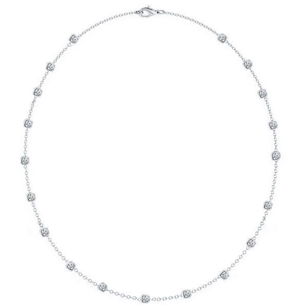 3mm Cushion Cut Bezel Set Tennis Necklace for Women in 925 Sterling Silver