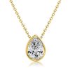 Pear Cut White Sapphire Pendant Necklace - 18K Gold Plated Sterling Silver