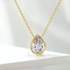 Pear Cut White Sapphire Pendant Necklace - 18K Gold Plated Sterling Silver
