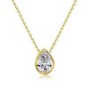 Pear Cut White Sapphire Pendant Necklace - 18K Gold Plated Sterling Silver