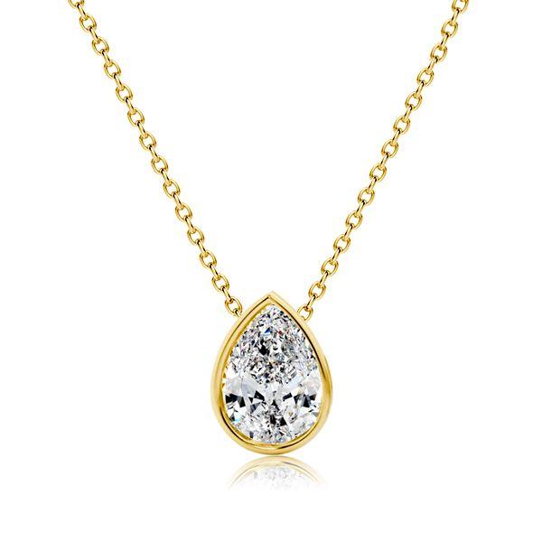 Pear Cut White Sapphire Pendant Necklace - 18K Gold Plated Sterling Silver