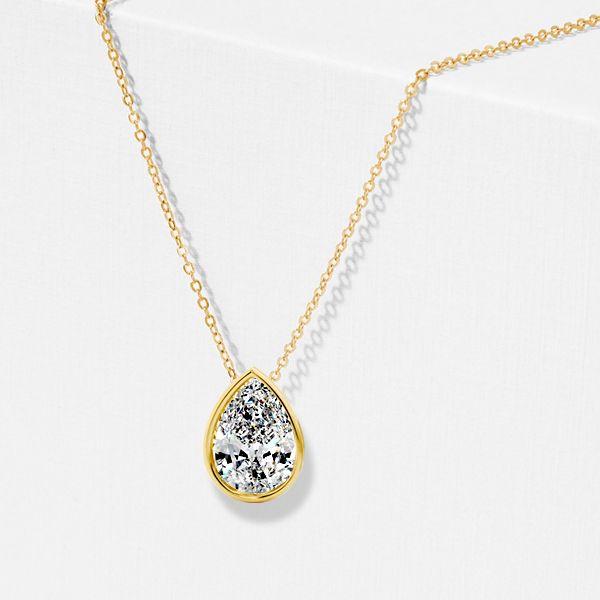 Pear Cut White Sapphire Pendant Necklace - 18K Gold Plated Sterling Silver