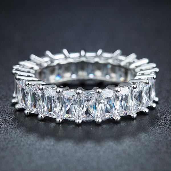 Eternity Created White Sapphire Wedding Band - 925 Sterling Silver Ring