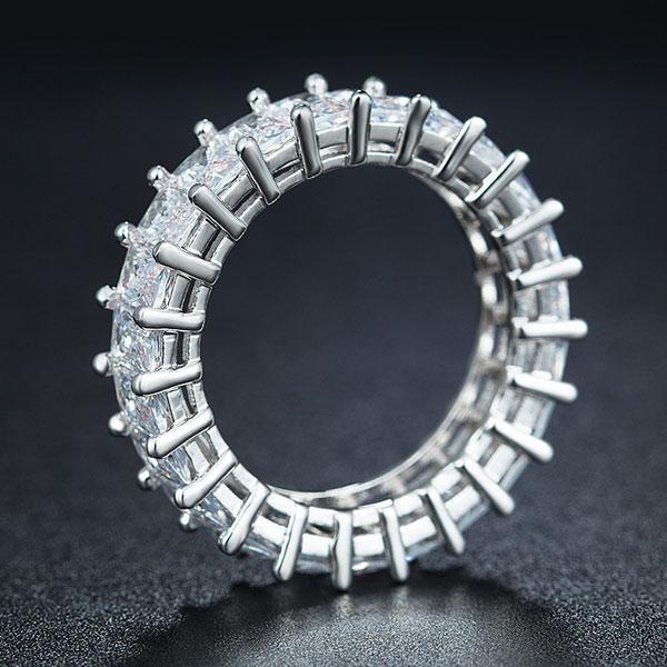 Eternity Created White Sapphire Wedding Band - 925 Sterling Silver Ring