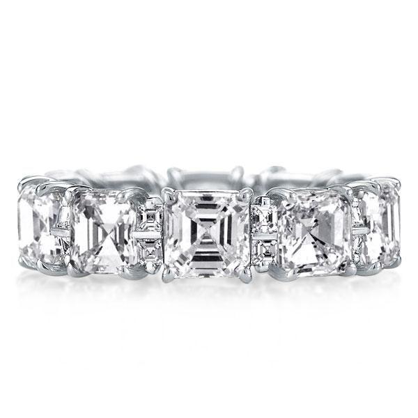 Asscher Cut Sterling Silver Eternity Band - 14.15 CT. TW.