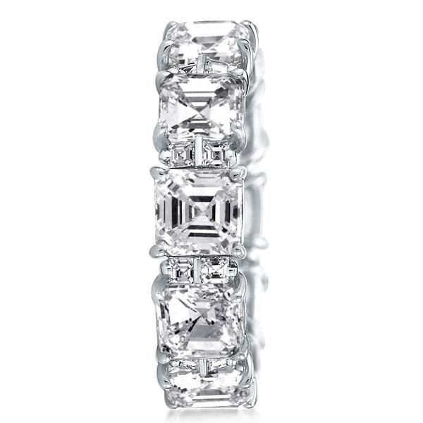 Asscher Cut Sterling Silver Eternity Band - 14.15 CT. TW.