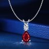 Teardrop Pear Cut Ruby Pendant Necklace for Women in 925 Sterling Silver