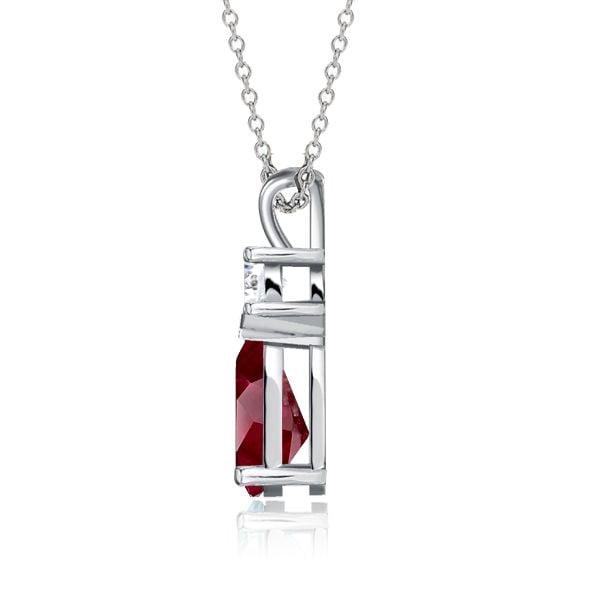 Teardrop Pear Cut Ruby Pendant Necklace for Women in 925 Sterling Silver
