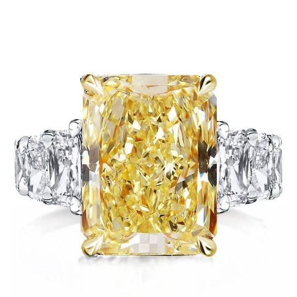 Two Tone 925 Sterling Silver Engagement Ring with 14.22 CT Center Stone