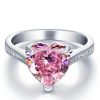 Heart Cut Pink Sapphire Engagement Ring - 925 Sterling Silver