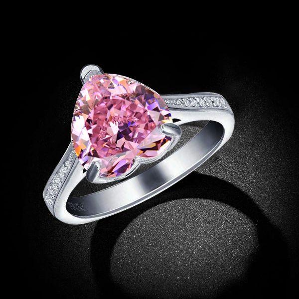 Heart Cut Pink Sapphire Engagement Ring - 925 Sterling Silver
