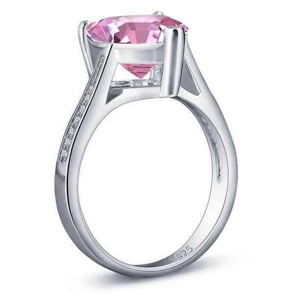 Heart Cut Pink Sapphire Engagement Ring - 925 Sterling Silver