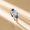 Three Stone Round Engagement Ring in 925 Sterling Silver with 2.00 CT Center Stone