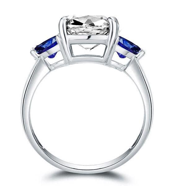 Three Stone Round Engagement Ring in 925 Sterling Silver with 2.00 CT Center Stone
