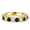 White, Black & Gold Wedding Band for Women - 18K Gold Plated Sterling Silver