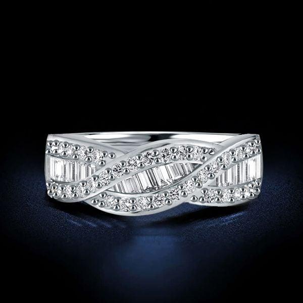 Infinity Twist Wedding Band in 925 Sterling Silver with 2.75 CT. TW.