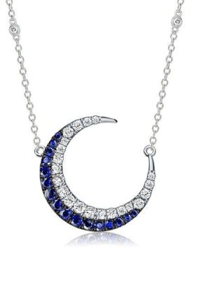 Sterling Silver Crescent Moon Necklace for Women - Celestial Pendant