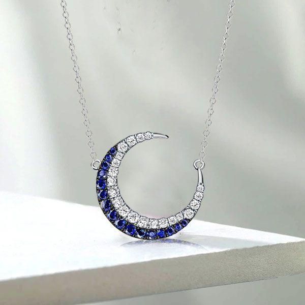 Sterling Silver Crescent Moon Necklace for Women - Celestial Pendant