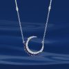 Sterling Silver Crescent Moon Necklace for Women - Celestial Pendant