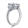 Emerald & White Sapphire 3 Stone Engagement Ring - Sterling Silver