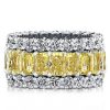 Triple Row Radiant Cut Yellow Topaz Sterling Silver Wedding Band for Women