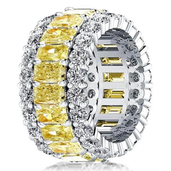 Triple Row Radiant Cut Yellow Topaz Sterling Silver Wedding Band for Women