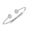 Halo Round Cut Cluster Cuff Bracelet in Rhodium-Plated Sterling Silver