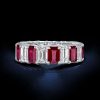 Emerald Cut Ruby Eternity Band - 925 Sterling Silver Wedding Ring
