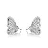 Dancing Butterfly White Sapphire Stud Earrings - 925 Sterling Silver