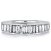 Baguette Cut White Sapphire Half Eternity Band - Sterling Silver Wedding Ring