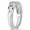 Baguette Cut White Sapphire Half Eternity Band - Sterling Silver Wedding Ring