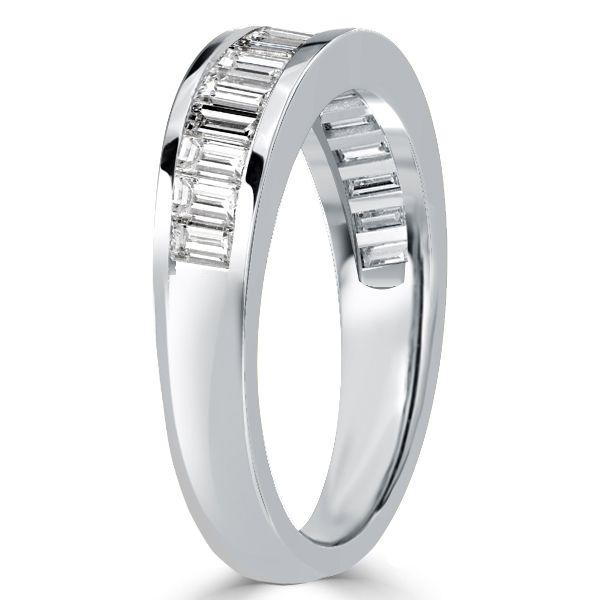 Baguette Cut White Sapphire Half Eternity Band - Sterling Silver Wedding Ring