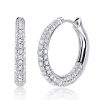Pave Cubic Zirconia Chunky Hoop Earrings in 925 Sterling Silver