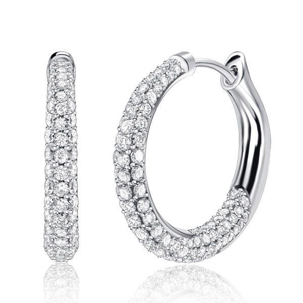 Pave Cubic Zirconia Chunky Hoop Earrings in 925 Sterling Silver