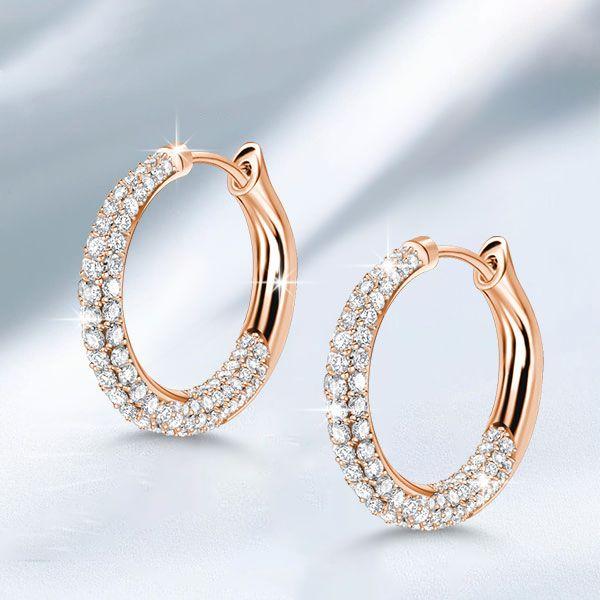 Pave Cubic Zirconia Chunky Hoop Earrings in 925 Sterling Silver
