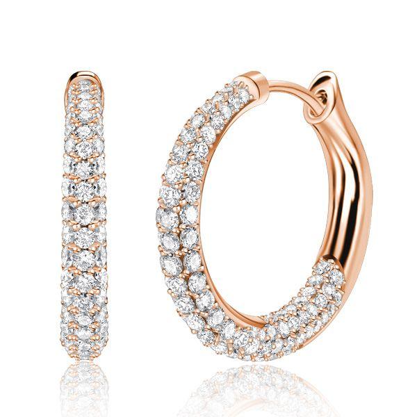 Pave Cubic Zirconia Chunky Hoop Earrings in 925 Sterling Silver