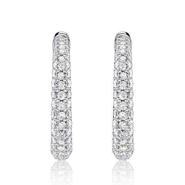 Pave Cubic Zirconia Chunky Hoop Earrings in 925 Sterling Silver