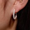 Pave Cubic Zirconia Chunky Hoop Earrings in 925 Sterling Silver