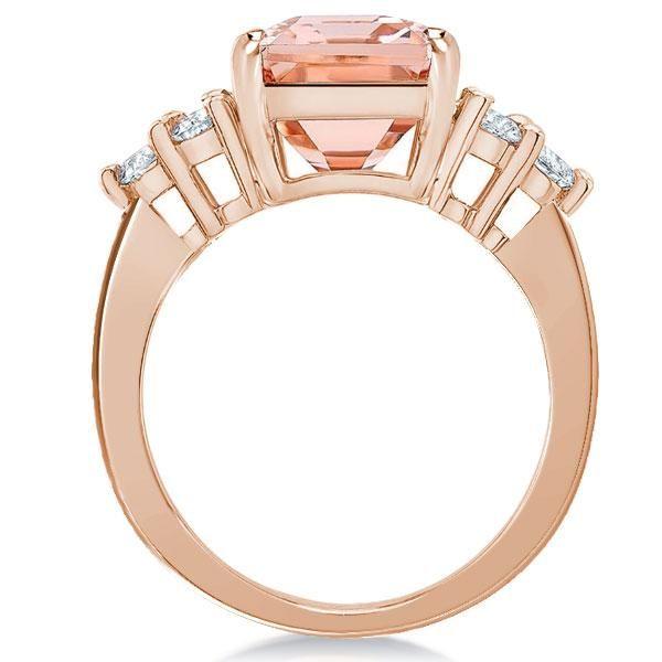 Rose Gold Emerald & Champagne Sapphire Engagement Ring - 18K Rose Gold Plated Sterling Silver